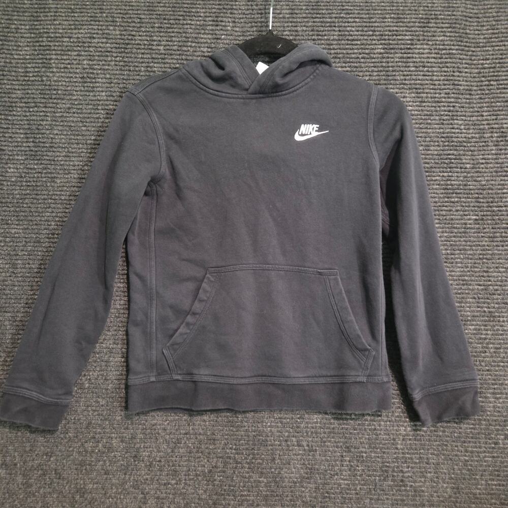 Nike Youth Medium Black Pullover Hoodie Sweatshirt Small Swoosh Logo M 10-12